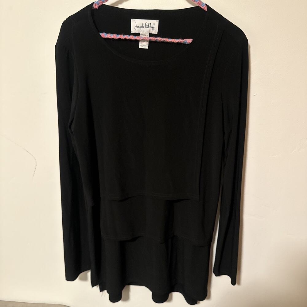 Joseph Ribkoff Black Long Sleeve Tunic Layered Luxury Top Size 4